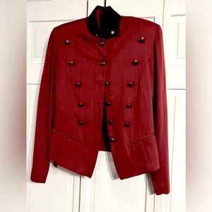blazer, suit jacket, size 8, shoulder pads, red